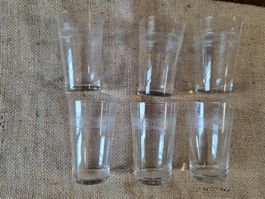 Vintage Trink Gläser Set - Glas geritzt sandgestrahlt