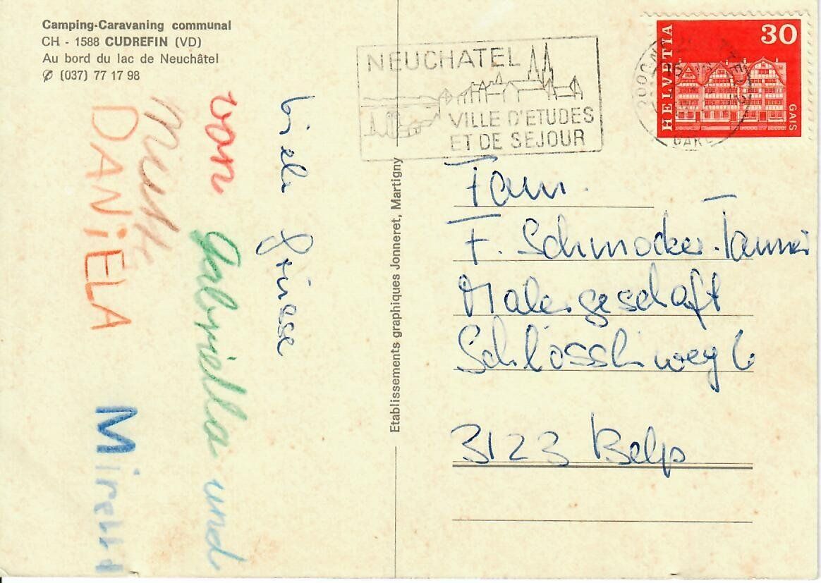 Cartoline postali: Camping - Caravaning, Cudrefin – Usato da Hochdorf venduto da Ziegel-16 1