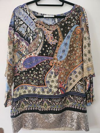 Rick Cardona Long-Tunika mit Paisleymuster & Pailletten, 38