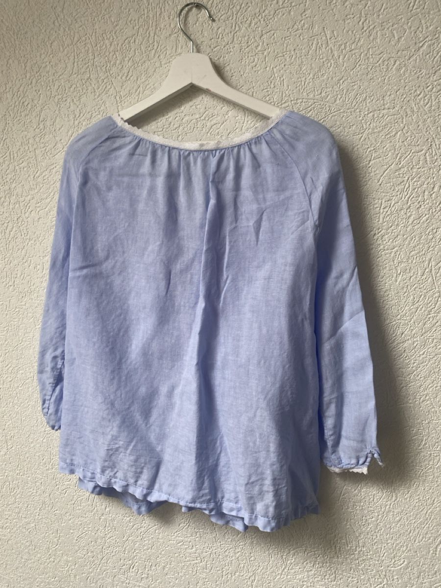 Camicette: Leinen?  Sommer Bluse in Hellblau mit Spitze, ca. Gr. M/L – Usato da Homberg b. Thun venduto da Homata 3