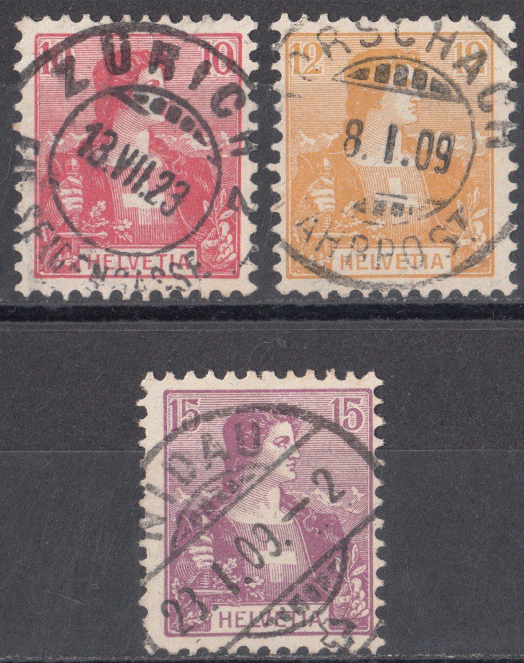 Tutti i francobolli: SBK 104 - 106 mit Vollstempel – Usato da Bürglen TG venduto da StampGraf