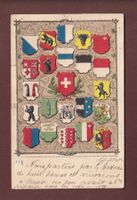 SUISSE et cantons - Carte gauffrée - 1907 // petits trous //