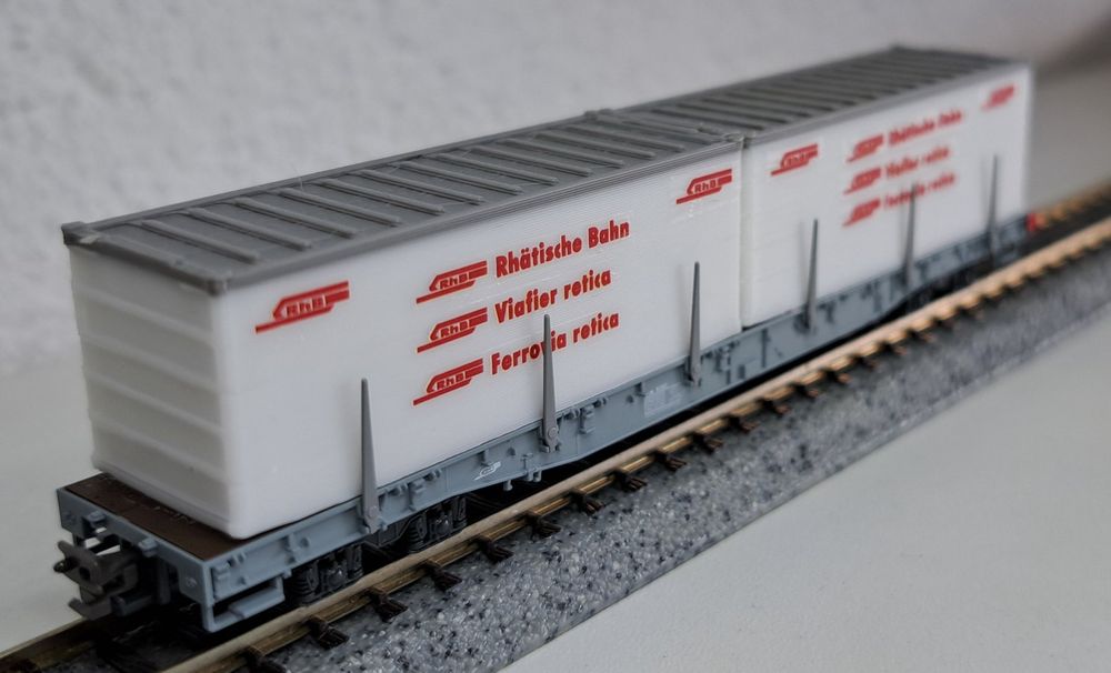 RhB Güterwagen mit Container Spezial Kato Spur N (Neu (gemäss ...