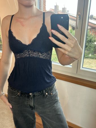 cute vintage dark blue lace top  