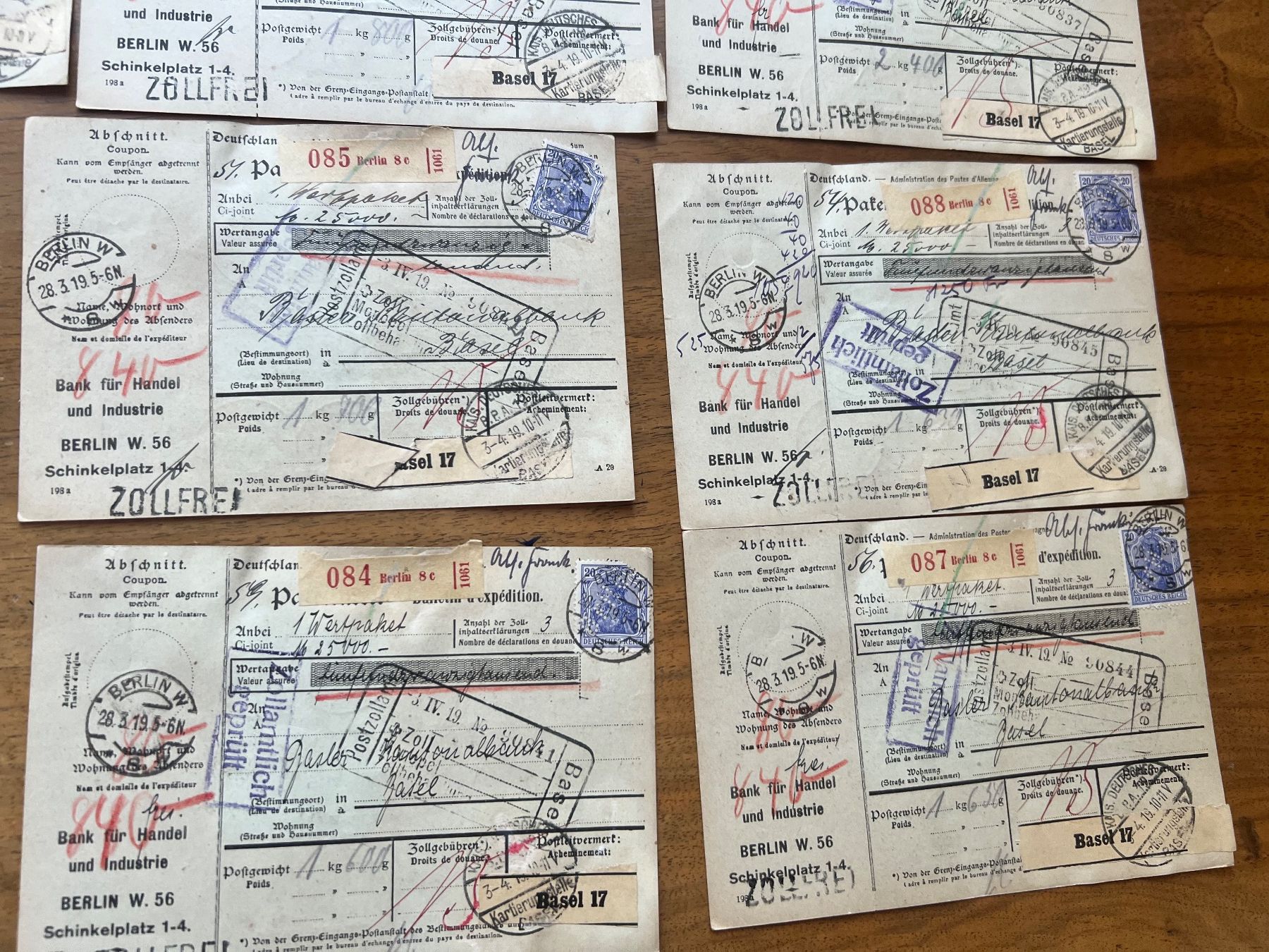 Tutti i francobolli: 9 Postwertzeichen Abschnitte Berlin Basel 1956 gestempelt203 – Usato da Glattfelden venduto da maa_qcj8 2