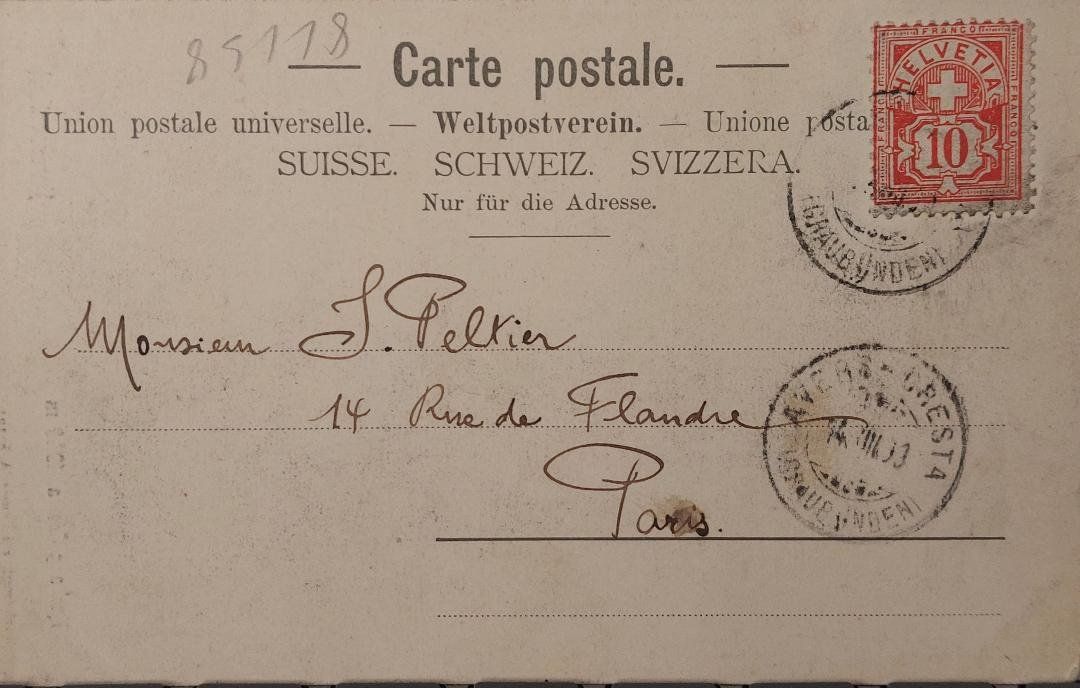 Cartoline postali: KURHAUS CRESTA - Averserthal - 1903 – Usato da Delémont venduto da Domdom1 1