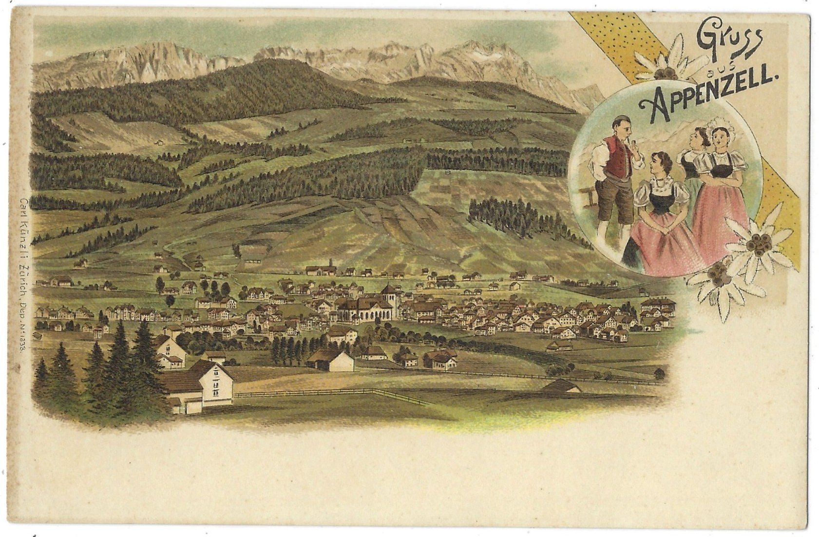 Cartoline postali: Gruss  aus  APPENZELL. – Usato da Bütschwil venduto da Jackson1A