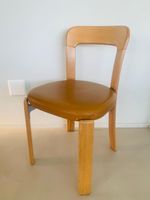 Vintage Dietiker Holzstuhl mit Leder