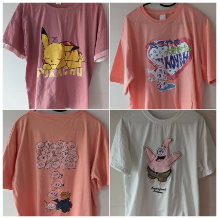Set 4 Kawaii T-Shirts XL Kirby Pikachu Spongebob
