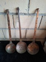 Kochloeffel Kupfer, 3 Stueck, antik, mit Lochung