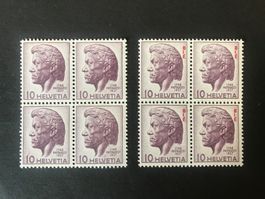 1946, 4er Blöcke Pestalozzi mit Abarten **