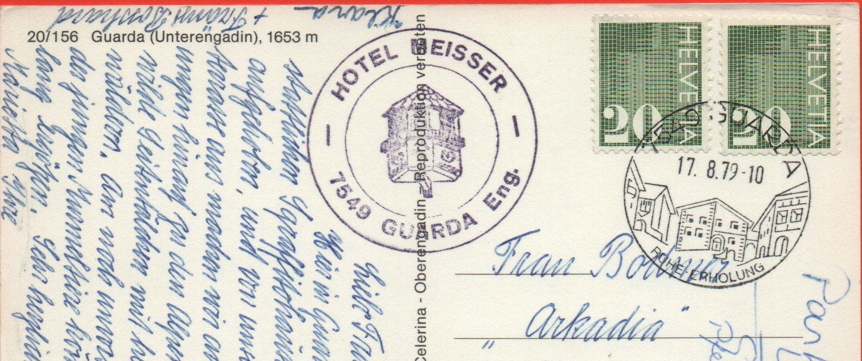 Cartoline postali: GUARDA Stempel Hotel – Usato da Jona venduto da philajona 1