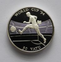 Rep. VANUATU, 50 Vatu 1994 (Silver Stg.) WORLD CUP USA'94