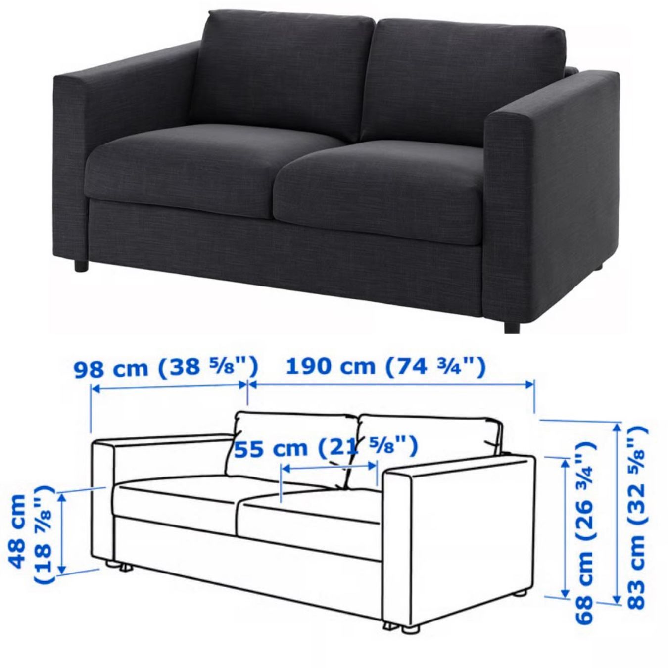 Ikea Divani: VIMLE 2er Bettsofa IKEA Hillared anthrazit – Usato da Gossau SG venduto da 7R360 1
