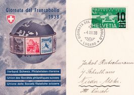 Tag der Briefmarke 1938 Basel-Lausanne-Lugano 4.12.1938