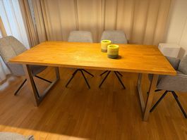 Esstisch Massivholz Metallgestell 180x90cm guter Zustand