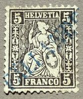 45 Blauer Stabtempel FÄLLANDEN, selten auf Faserpapier