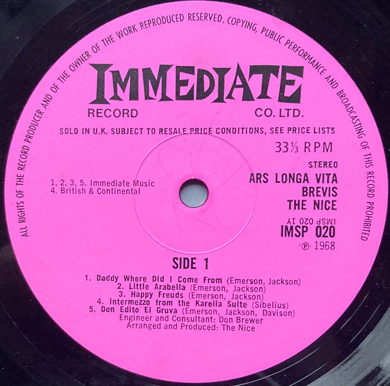 Vinyles: THE NICE - ARS LONGA VITA BREVIS – D'occasion à Poliez-Pittet par Newtown-Records 2