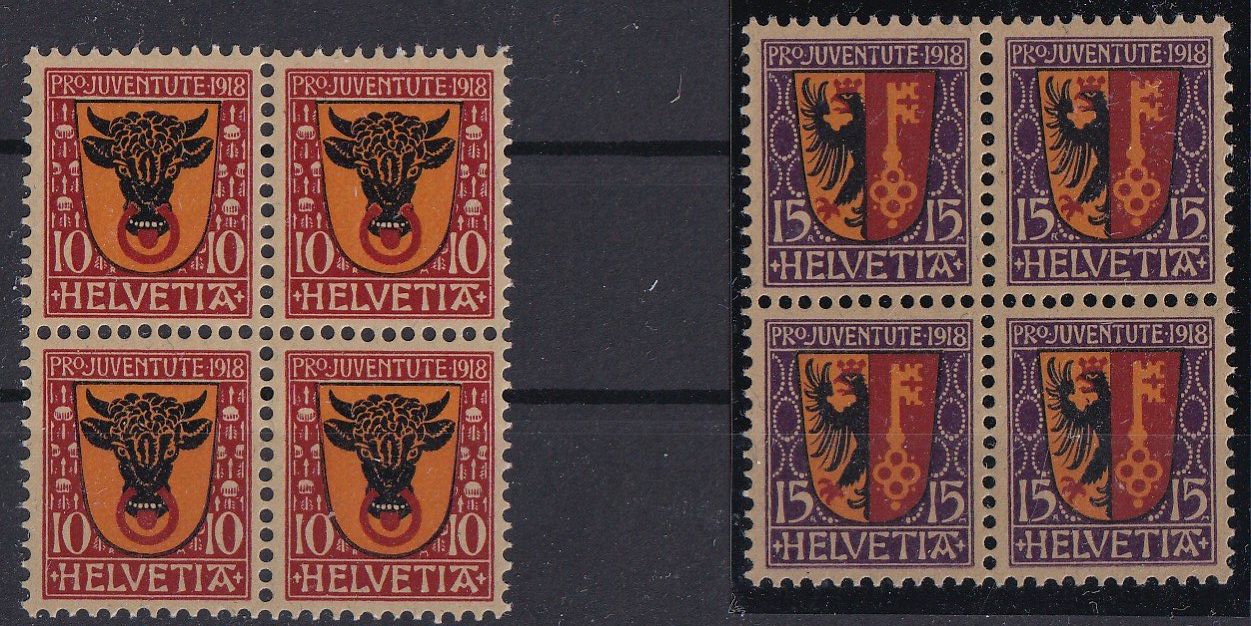 Tutti i francobolli: J10-J11, Viererblocks postfrisch, SBK 220.- – Usato da Wenslingen venduto da riger11