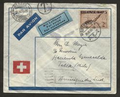 Flugpost Schweiz 1933 Montreux Marseille Chile Luftpost Taxe