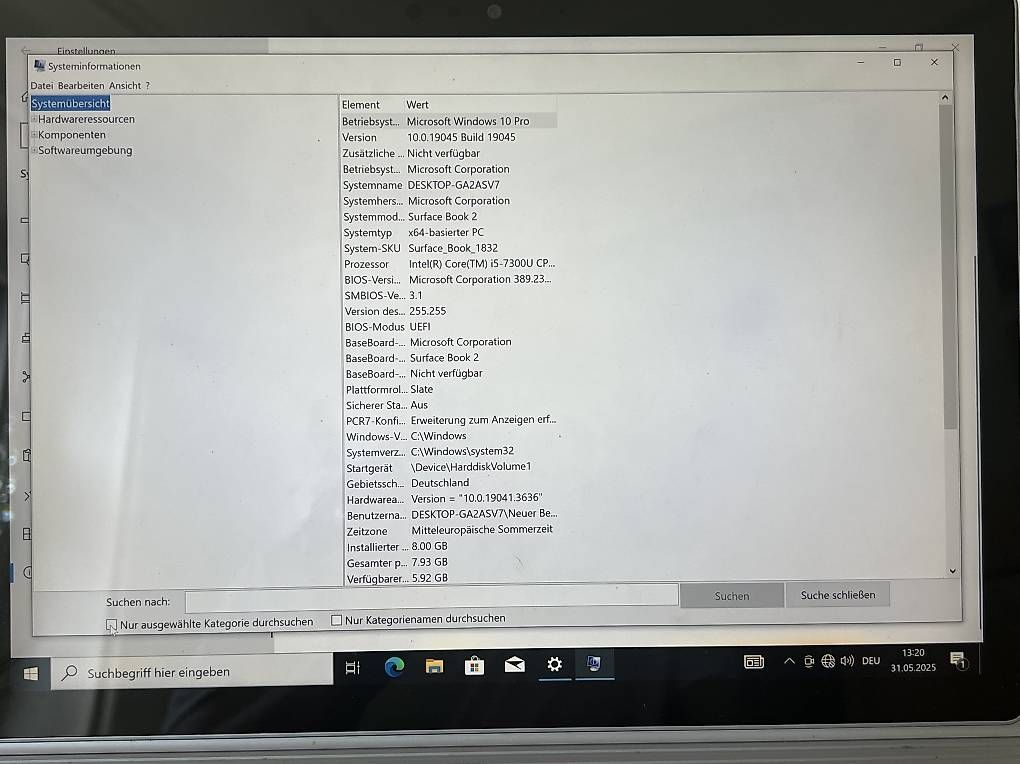 Tablet PC: Microsoft Surface, 256GB, 8GB, Win 11 Pro, US – Gebraucht aus Winterthur von Etterjricardo 2