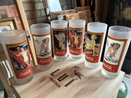 Speziell schöne alte Coca-Cola Gläser Set, 6 Stück.