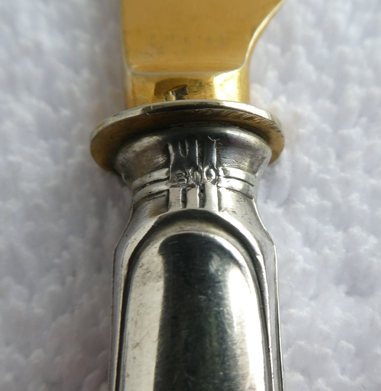 Posate: Obstmesser 800 Silber golden Messer Lorbeerkranz – Usato da Frauenfeld venduto da Astra13 6