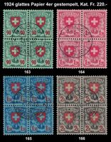 1924 Wappen glatt 4er gestempelt 163-166, Kat. Fr. 220.-