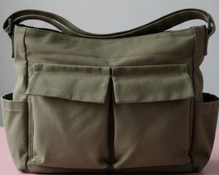 Sac à bandoulière en toile kaki, parfait pour l'automne