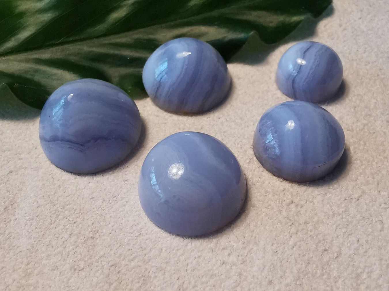 Pietre preziose: 5 Stk. Chalcedon Cabochons – Nuovo e nell'imballaggio originale da Dierikon venduto da Buntspecht-10