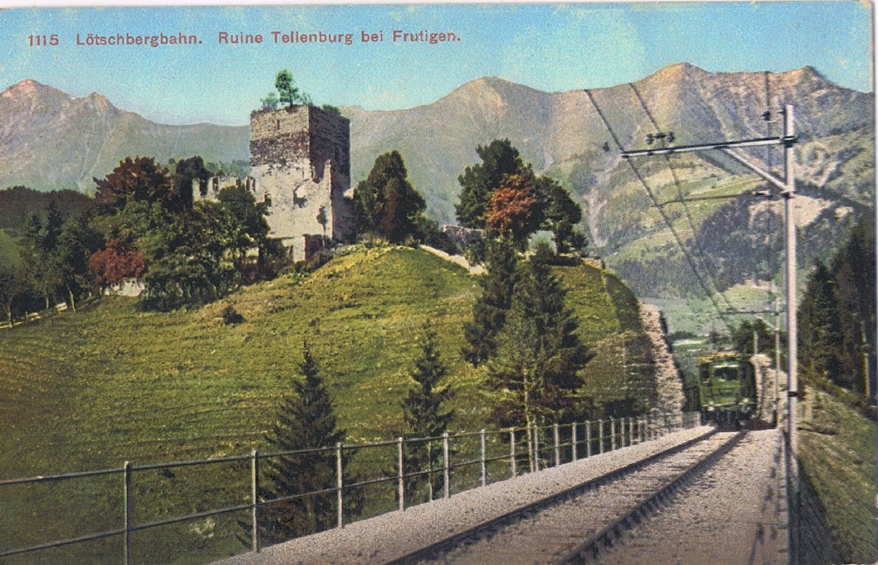 Cartoline postali: Tellenburg bei Frutigen, Lötschbergbahn – Usato da Buchs AG venduto da Baerfisch
