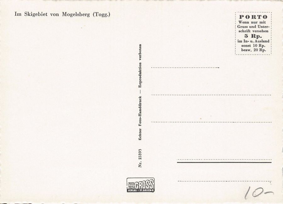Cartoline postali: Skigebiet Mogelsberg, um 1944 – Usato da Frauenfeld venduto da POML 1