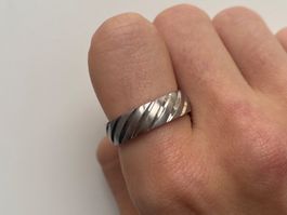 XENOX Massiv Edelstahl Silberne Band Ring