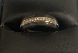 Weissgold Ring mit Carbon & echten Steinen Gr. 54