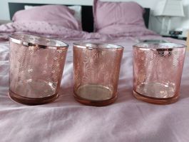 Lot de 3 photophores roses irisés de chez Maisons du Monde