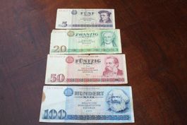 DDR lot 4 billets abîmés vieux