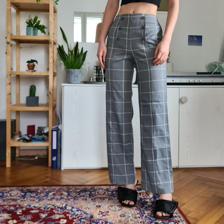Pantalon à carreaux taille haute