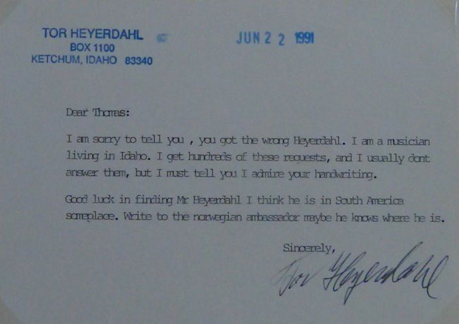 Autographes: Tor Heyerdahl - Musiker - Autogramm – D'occasion à Dietikon par cyranos1