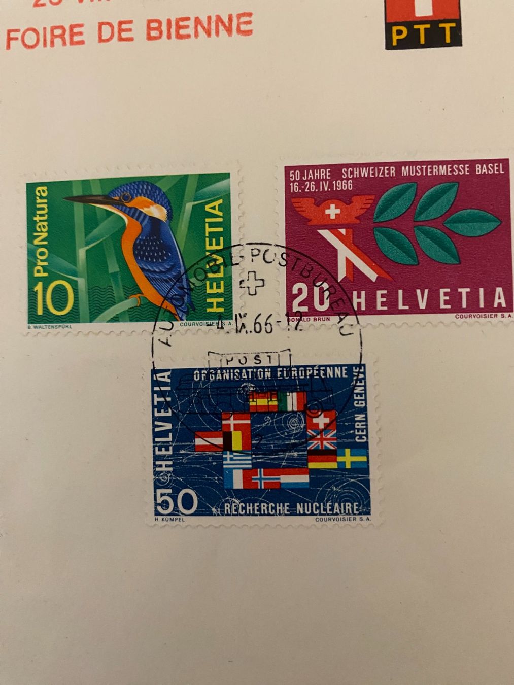 Alle Briefmarken: Briefmarken 3er Set "Bieler Messe" 1966  . – Gebraucht aus matten b. interlaken von jfran17