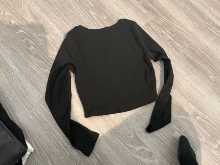 Langarmshirt schwarz gerippt kurz geschnitten Gr.L