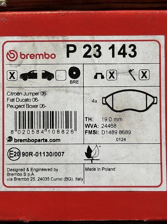 Tutti pezzi di ricambio auto: Bremsbeläge vorne Ducato Jumper Boxer ab 2006 – Usato da Bassersdorf venduto da hotrod32 2