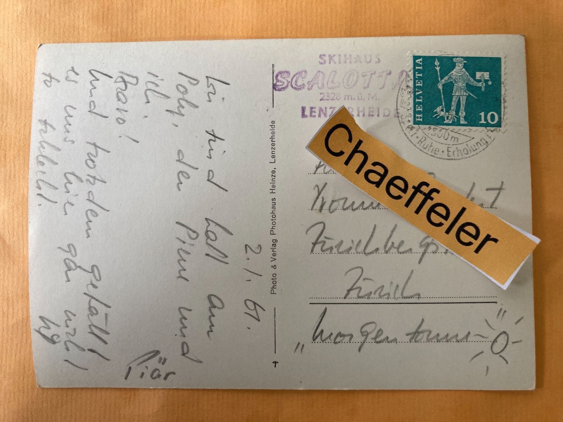 Cartoline postali: Lenzerheide, Aufstieg zur Schäferhütte – Usato da Zürich venduto da Chaeffeler 1