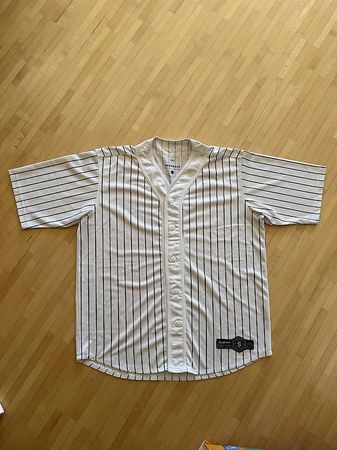 Baseball Shirt Snapback weiss schwarz  Grösse L