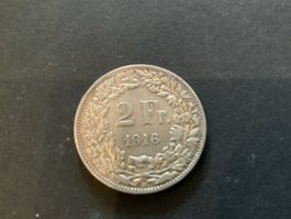 1916 2 FRANKEN SILBER SELTEN 