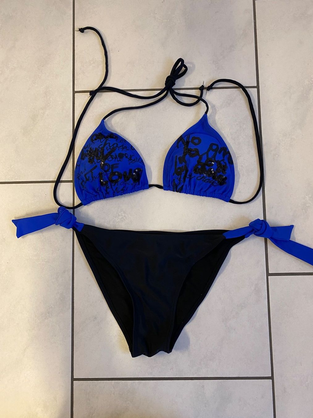 Badekleider & Bikinis: Bikini Rae Print - D'Blau/Schwarz - Grösse ca. S – Gebraucht aus Eschenbach SG von Peachick 1