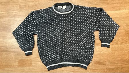 Strick Pullover Grösse Dunkelgrau weiss Muster