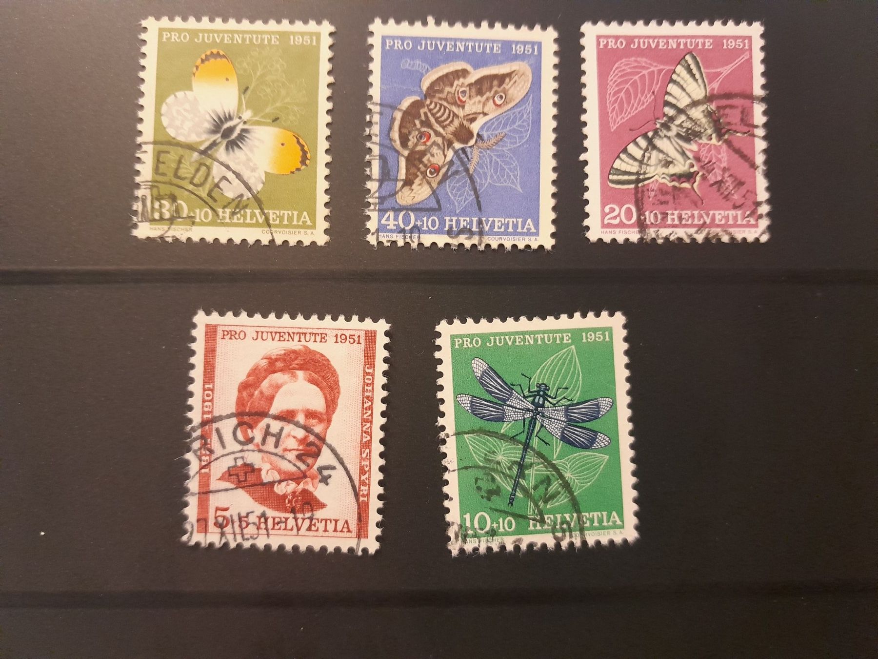 Tutti i francobolli: Schweiz Michel 561-565 Schmetterlinge – Usato da Marly venduto da globetrotter1723
