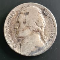 Five Cents 1945 P USA United States of America Coin Münze