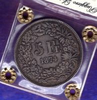 Schweiz münzen 5 francs  1874 silber  selten
