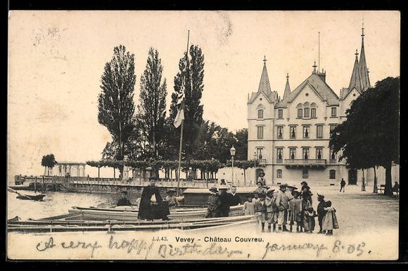 Cartoline postali: AK Vevey, Château Couvreu, 1905 – Usato da Berlin venduto da bartko-reher